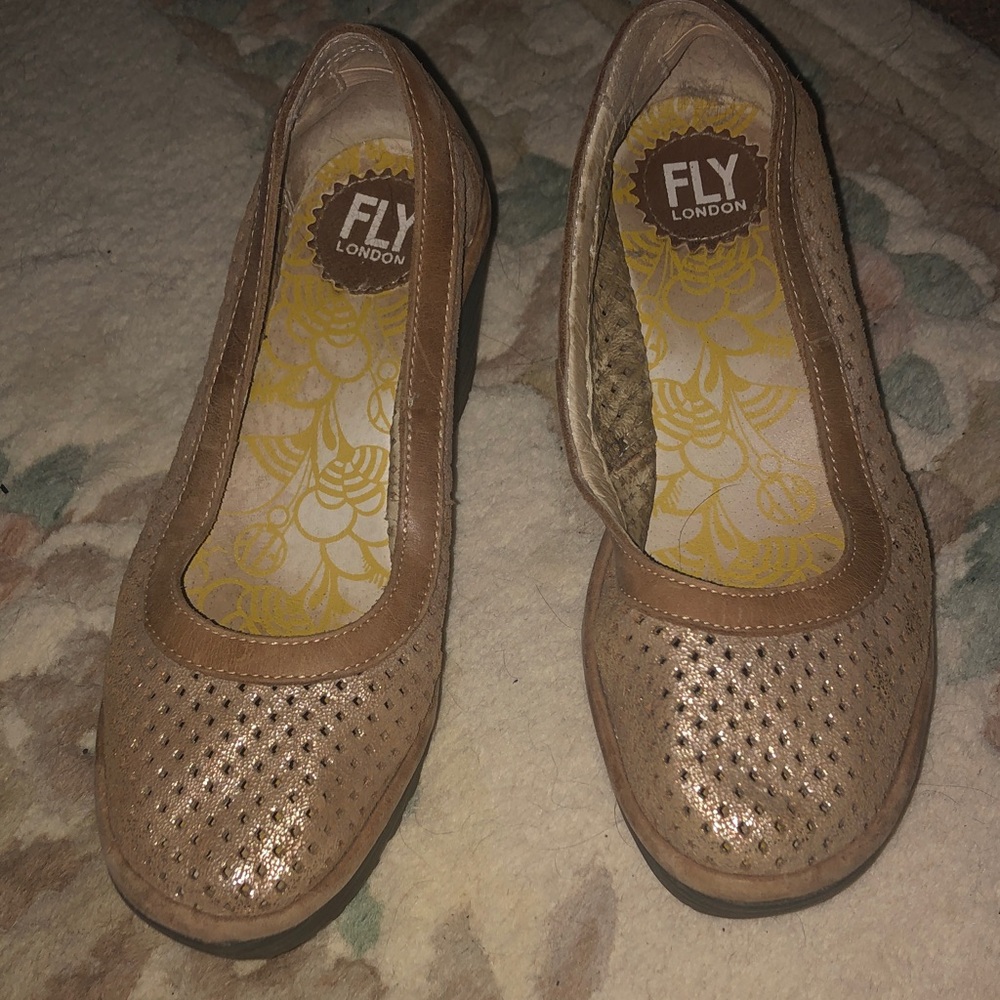Fly London Women's Brown Perforated Flats